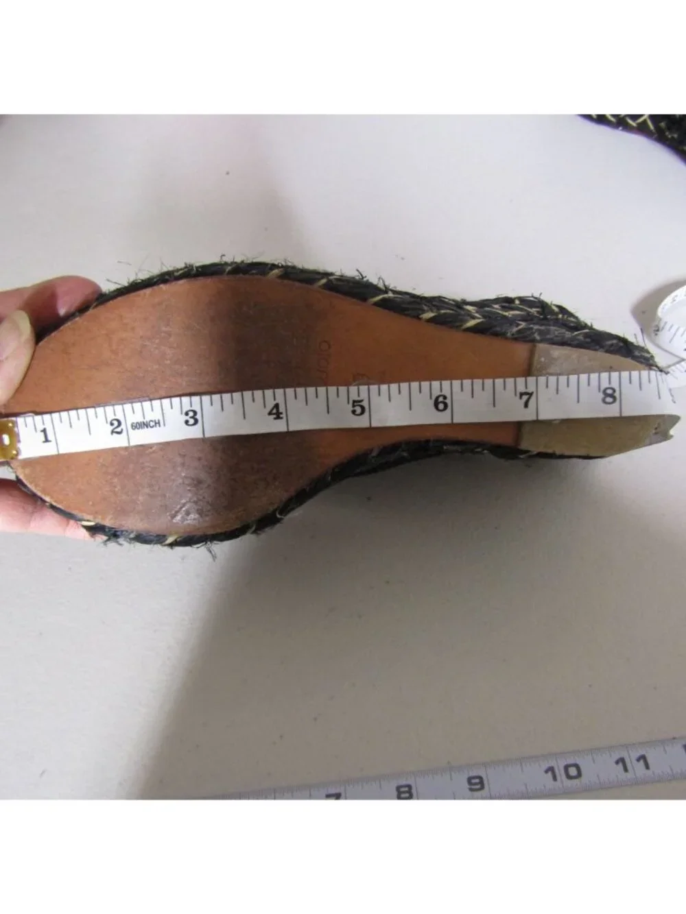 CARRIE FORBES Platform Wedge Sandals Espadrilles Raffia Black EU 39 US 8-8.5